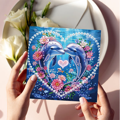 6PCS DIY Rhinestone Diamond Art Mosaic Postcards for Festivals and Celebrations