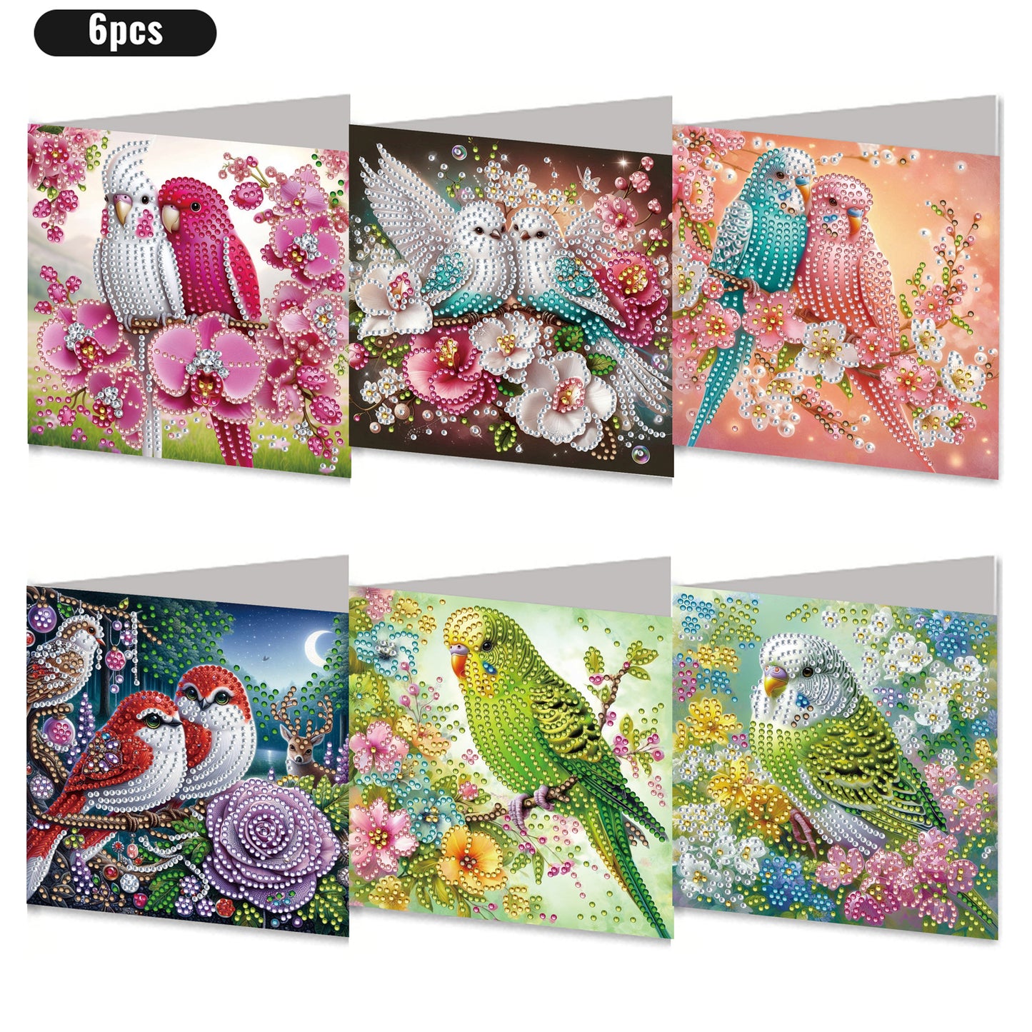6PCS DIY Rhinestone Diamond Art Mosaic Postcards for Festivals and Celebrations