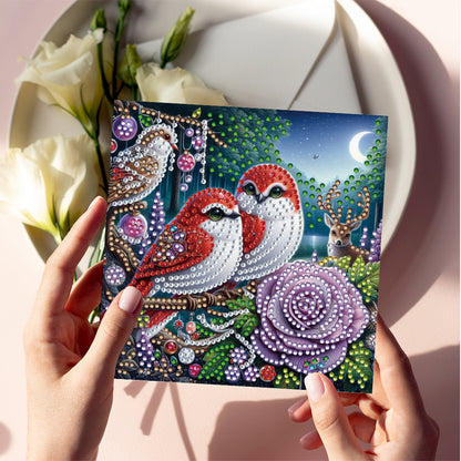 6PCS DIY Rhinestone Diamond Art Mosaic Postcards for Festivals and Celebrations