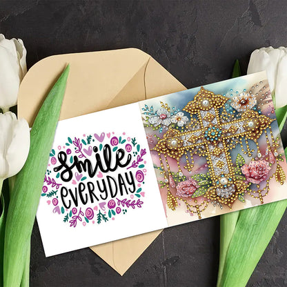 6PCS DIY Rhinestone Diamond Art Mosaic Postcards for Festivals and Celebrations