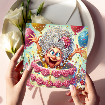 6PCS DIY Rhinestone Diamond Art Mosaic Postcards for Festivals and Celebrations