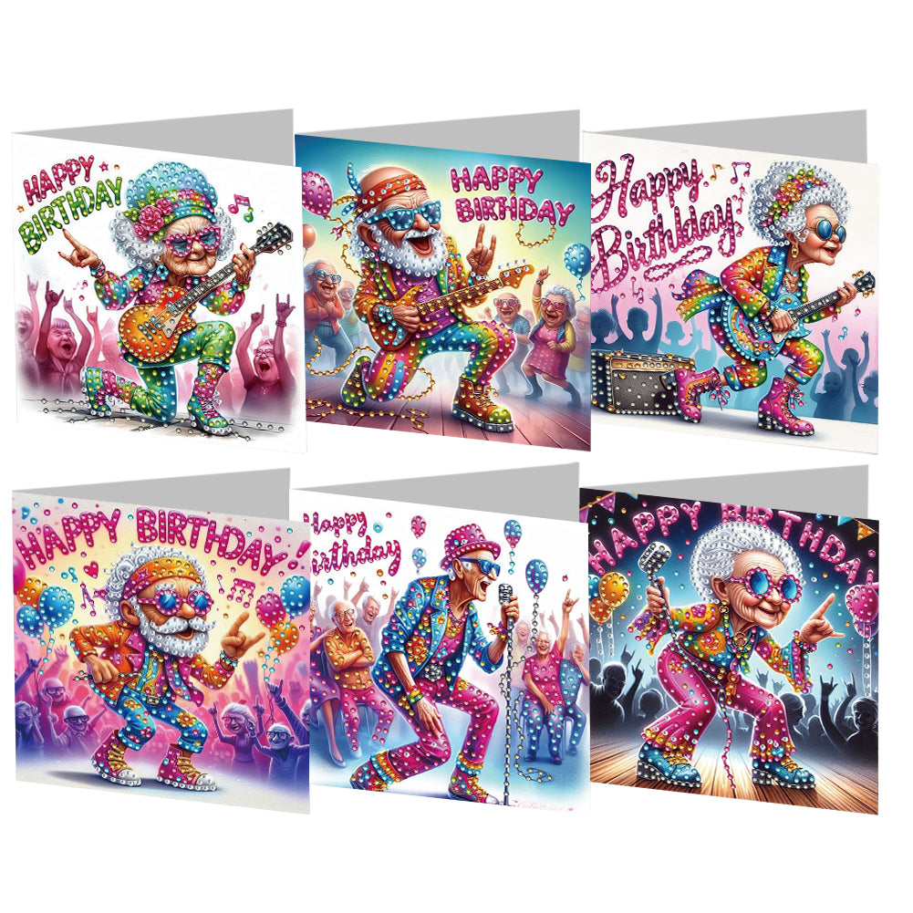 6PCS DIY Rhinestone Diamond Art Mosaic Postcards for Festivals and Celebrations