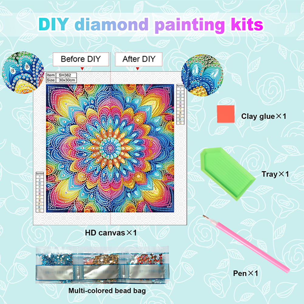 Mandala - Special Shaped Drill Diamond Painting 30*30CM