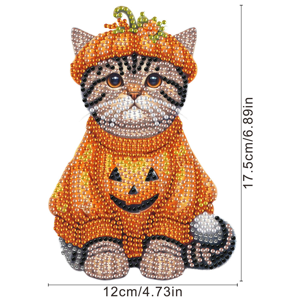 2D Flat Print Cat DIY Shaking Head Desktop Diamond Art Kits for Adults Beginner