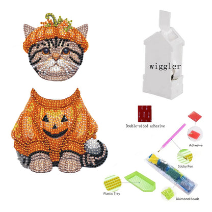 2D Flat Print Cat DIY Shaking Head Desktop Diamond Art Kits for Adults Beginner