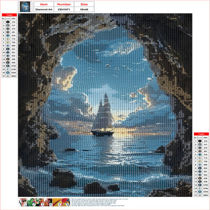 Sailboat On The Sea - Full Round Drill Diamond Painting 30*40CM