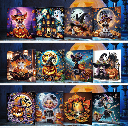 12PCS DIY Diamond Art Greeting Cards Xmas Designs for Festivals and Celebrations