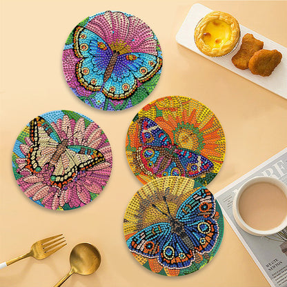Diamond Crafts Projects Flowers Round Diamond Painting Table Mats for Home Decor