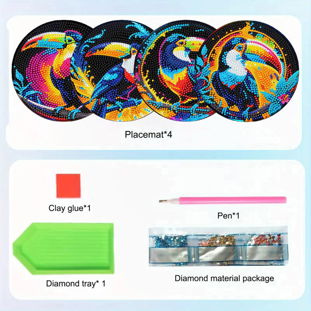 Diamond Crafts Projects Flowers Round Diamond Painting Table Mats for Home Decor