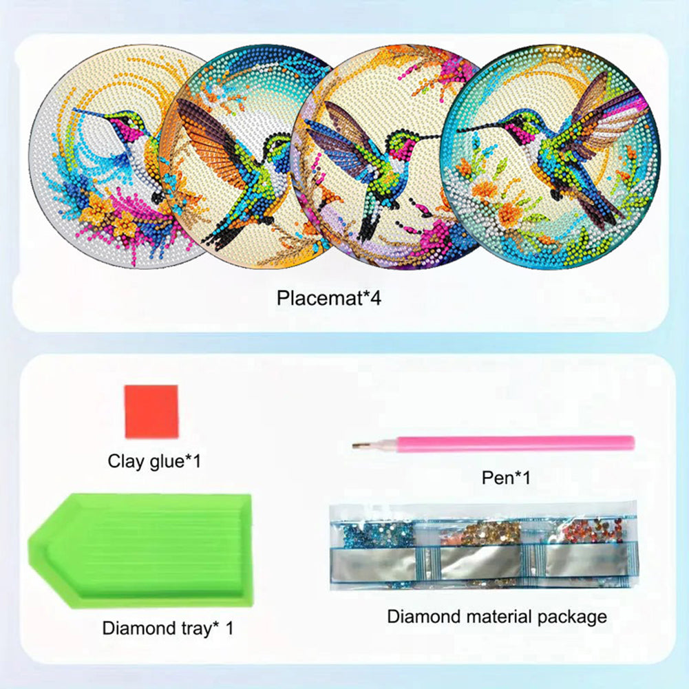 Diamond Crafts Projects Flowers Round Diamond Painting Table Mats for Home Decor