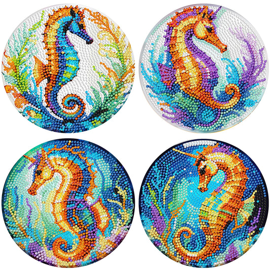 Diamond Crafts Projects Flowers Round Diamond Painting Table Mats for Home Decor