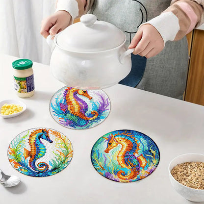 Diamond Crafts Projects Flowers Round Diamond Painting Table Mats for Home Decor