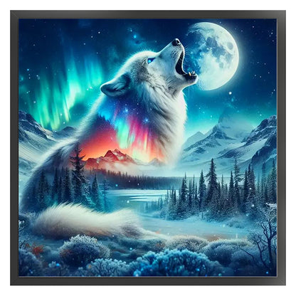 Aurora Wolf - 11CT Stamped Cross Stitch 40X40CM