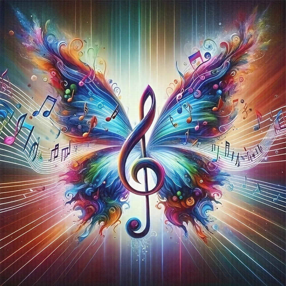 Note Butterfly - 11CT Stamped Cross Stitch 40*40CM