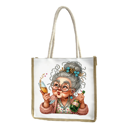 5D Diamond Painting Handbag DIY Linen Shopping Storage Bag Reusable Grocery Bag