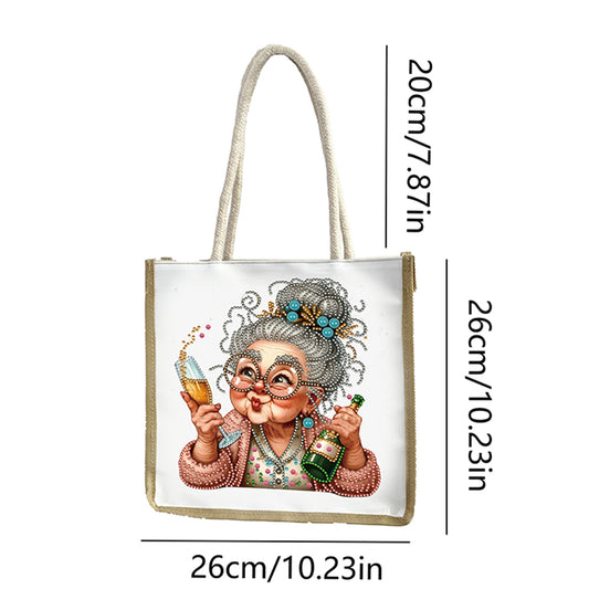 5D Diamond Painting Handbag DIY Linen Shopping Storage Bag Reusable Grocery Bag