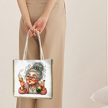 5D Diamond Painting Handbag DIY Linen Shopping Storage Bag Reusable Grocery Bag