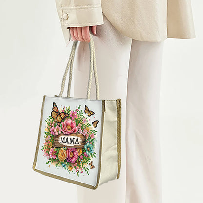 5D Diamond Painting Handbag DIY Linen Shopping Storage Bag Reusable Grocery Bag