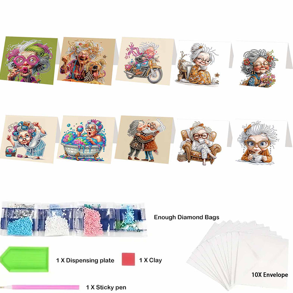 6/10/12 PCS DIY Diamond Art Greeting Cards Thank You Cards and Holiday Blessings