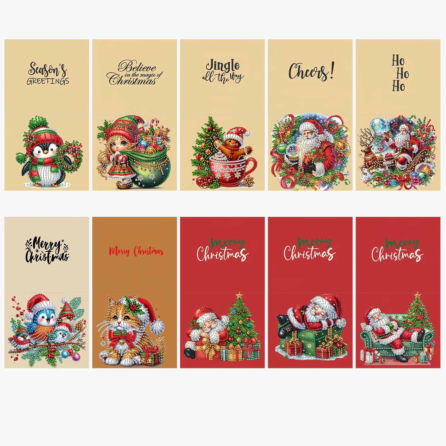 6/10/12 PCS DIY Diamond Art Greeting Cards Thank You Cards and Holiday Blessings