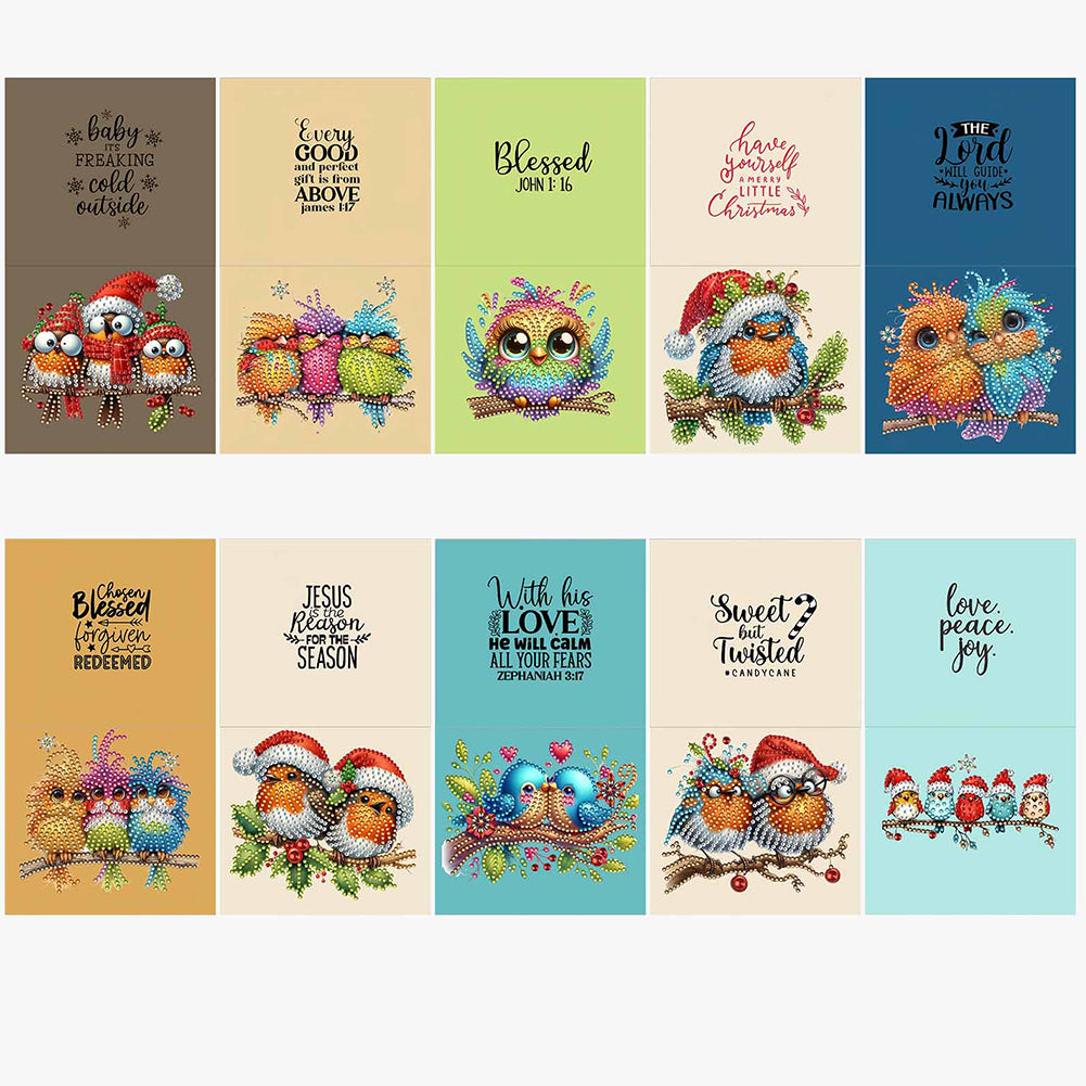 6/10/12 PCS DIY Diamond Art Greeting Cards Thank You Cards and Holiday Blessings