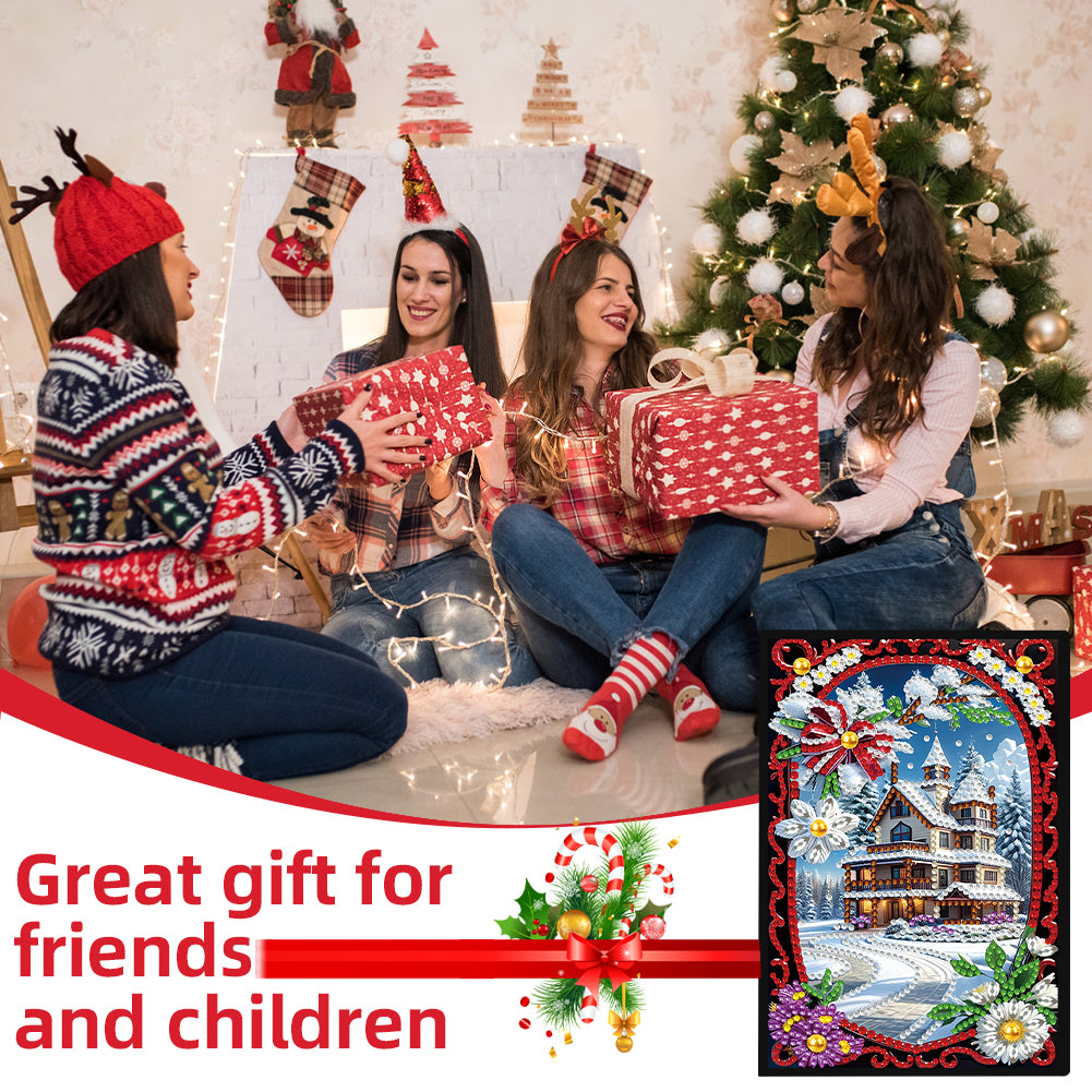 Christmas Winter Diamond Painting Diary Book with Crystal Pendant Bookmark Gifts