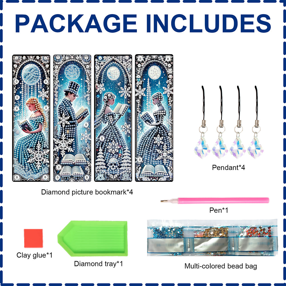 Christmas Winter Diamond Painting Diary Book with Crystal Pendant Bookmark Gifts