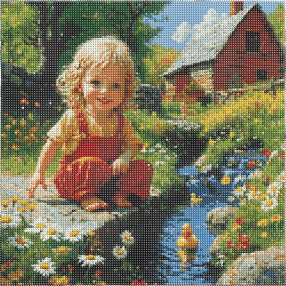 Cute Little Girl - Full Round Drill Diamond Painting 40*40CM