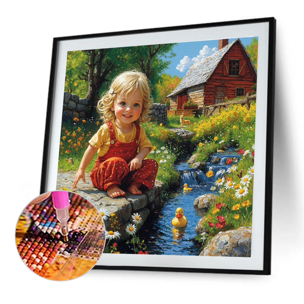 Cute Little Girl - Full Round Drill Diamond Painting 40*40CM