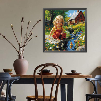 Cute Little Girl - Full Round Drill Diamond Painting 40*40CM