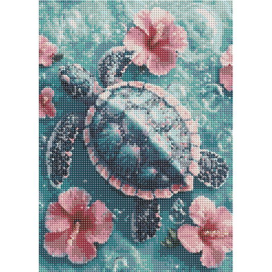 Flower Turtle - Full Round Drill Diamond Painting 30*40CM