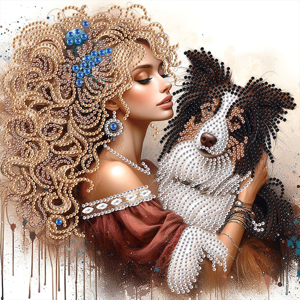 Girl And Puppy - Special Shaped Drill Diamond Painting 30*30CM