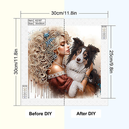 Girl And Puppy - Special Shaped Drill Diamond Painting 30*30CM