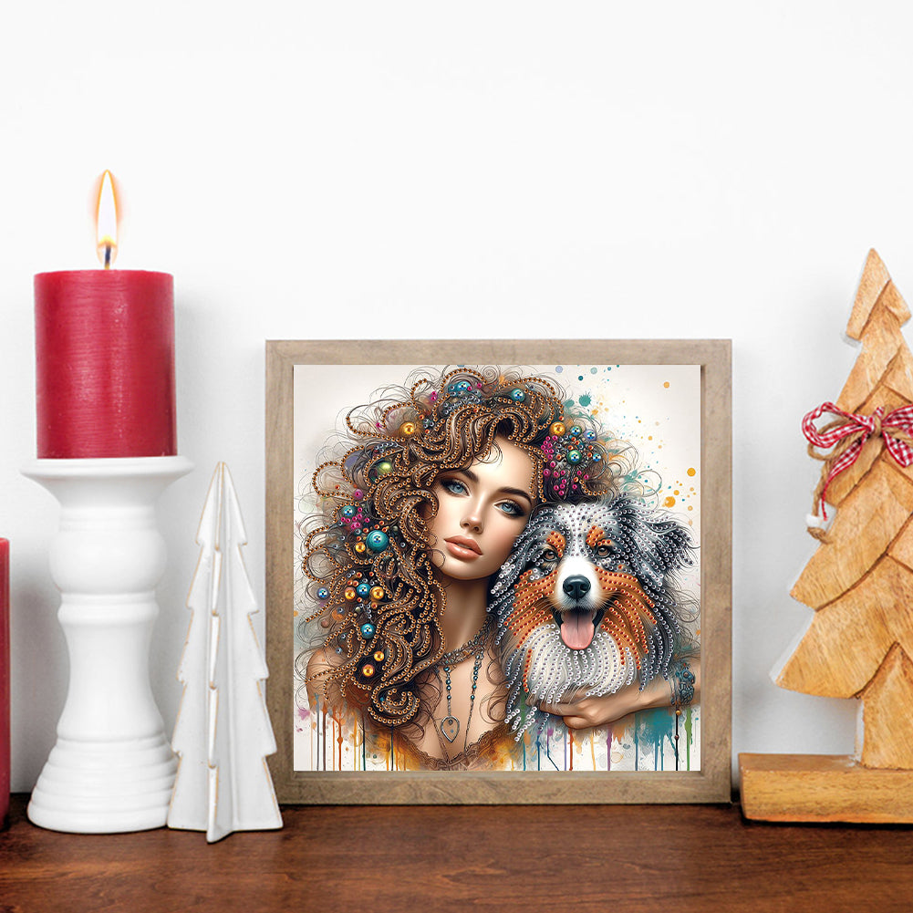 Girl And Puppy - Special Shaped Drill Diamond Painting 30*30CM