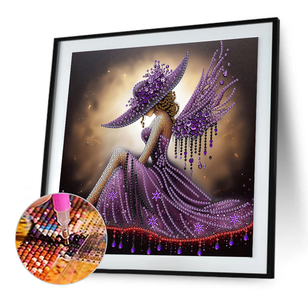 Elegant Lady In Top Hat - Special Shaped Drill Diamond Painting 30*30CM
