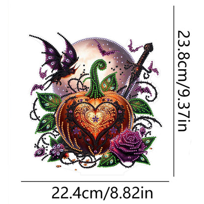 2D Flat Halloween Pumpkin Print Desktop Diamond Art Kits Double-sided Effect