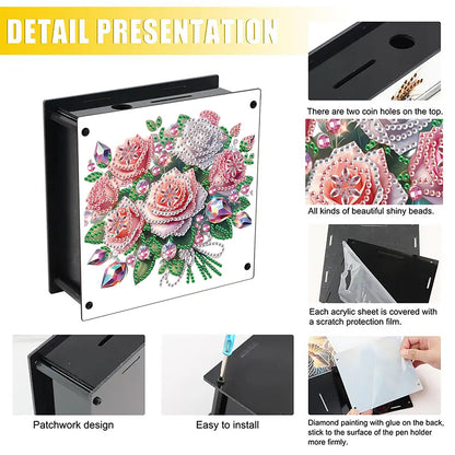 Cat Diamond Painting Money Saving Box Diamond Painting Change Holder Case Decors