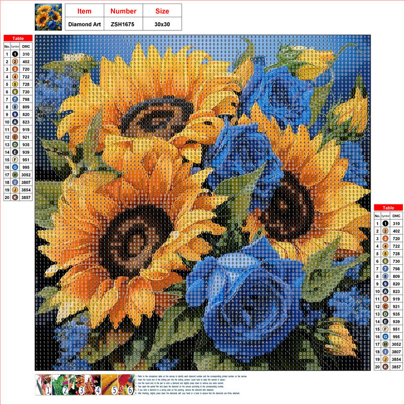 Independence Day Flower Pot Bouquet - Full Round Drill Diamond Painting 30*30CM