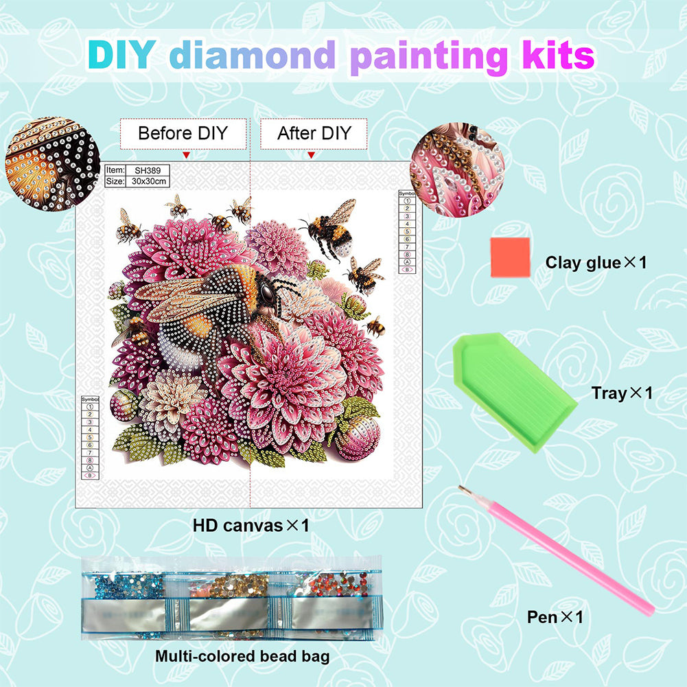Flower In A Bouquet - Special Shaped Drill Diamond Painting 30*30CM
