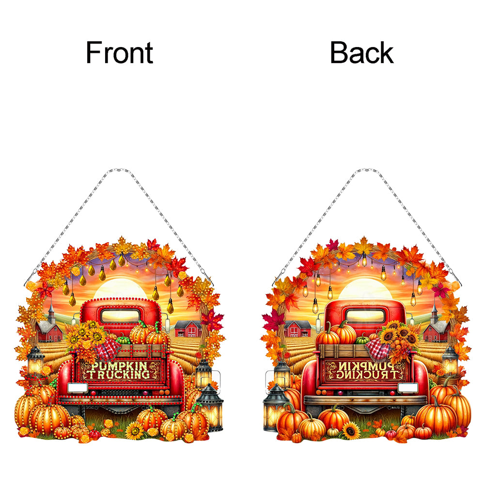 Fall Truck Theme 2D/Flat DIY Diamond Art Pendant Wall Decor for Home & Windows