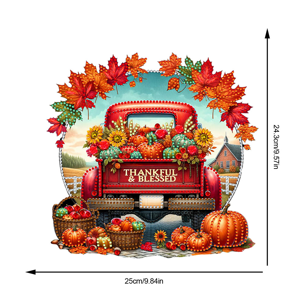 Fall Truck Theme 2D/Flat DIY Diamond Art Pendant Wall Decor for Home & Windows