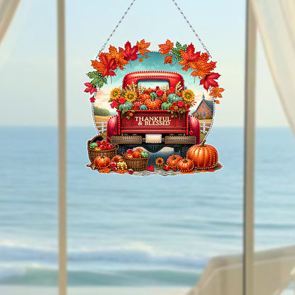 Fall Truck Theme 2D/Flat DIY Diamond Art Pendant Wall Decor for Home & Windows