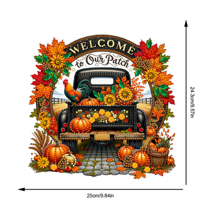 Fall Truck Theme 2D/Flat DIY Diamond Art Pendant Wall Decor for Home & Windows