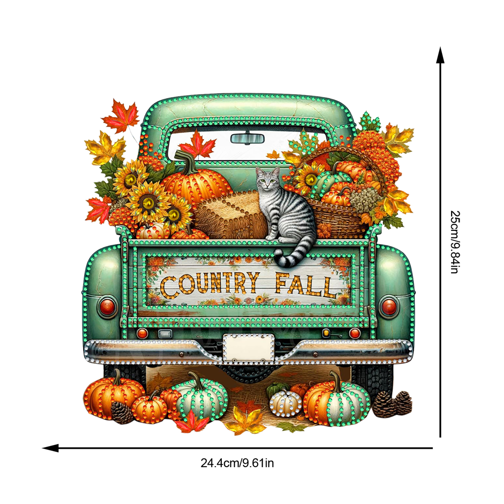 Fall Truck Theme 2D/Flat DIY Diamond Art Pendant Wall Decor for Home & Windows