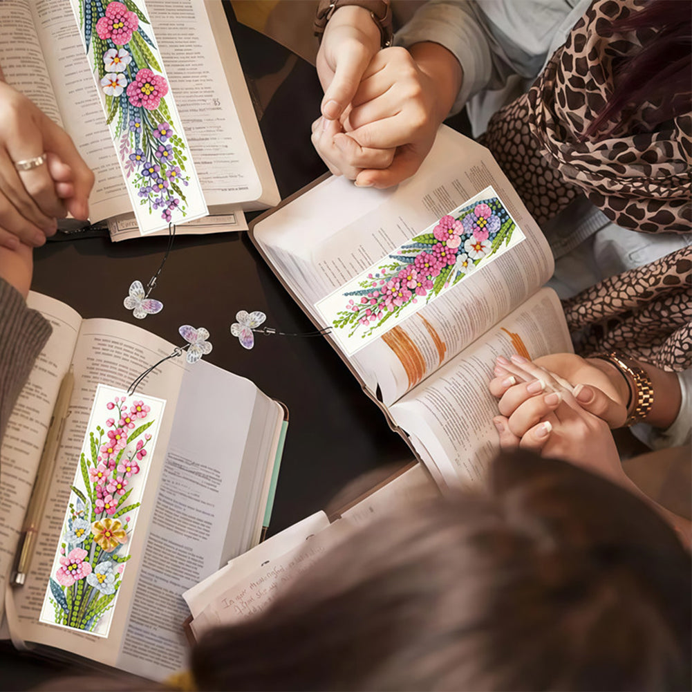 3Pcs Flower Patterns DIY Diamond Painting Art Bookmarks for Reading Enthusiasts