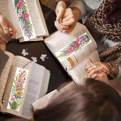 3Pcs Flower Patterns DIY Diamond Painting Art Bookmarks for Reading Enthusiasts