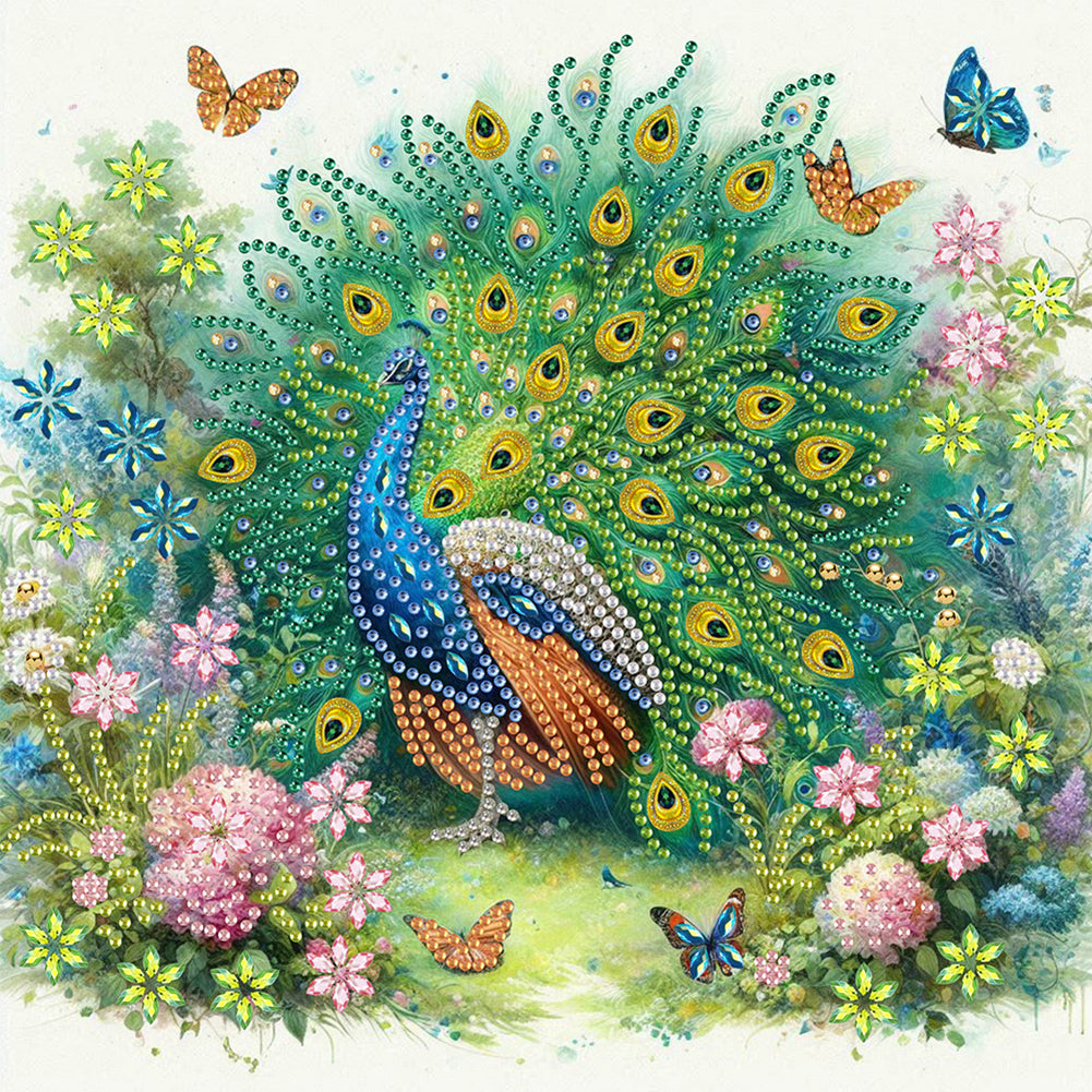 4 Pcs Peacock - Special Shaped Drill Diamond Painting 30*30CM