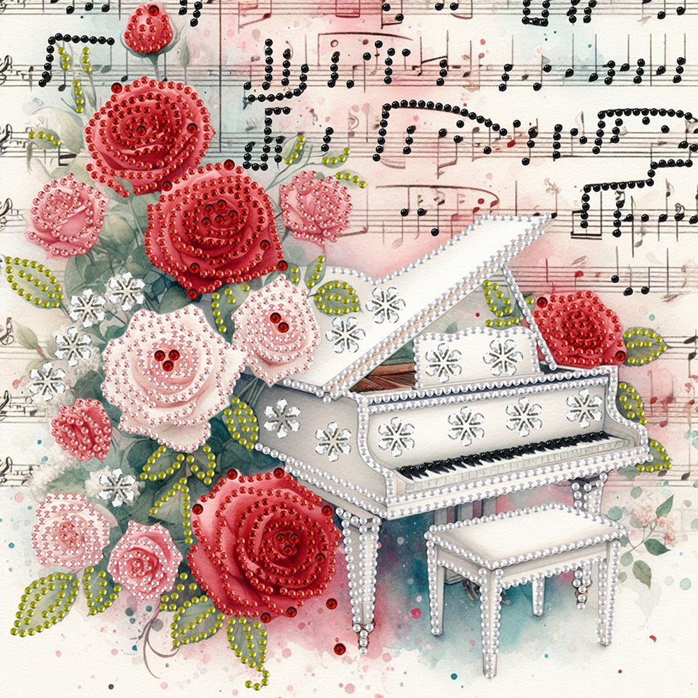 4 Pcs Musical Instruments And Flowers - Special Shaped Drill Diamond Painting 30*30CM