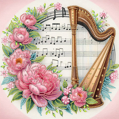 4 Pcs Musical Instruments And Flowers - Special Shaped Drill Diamond Painting 30*30CM