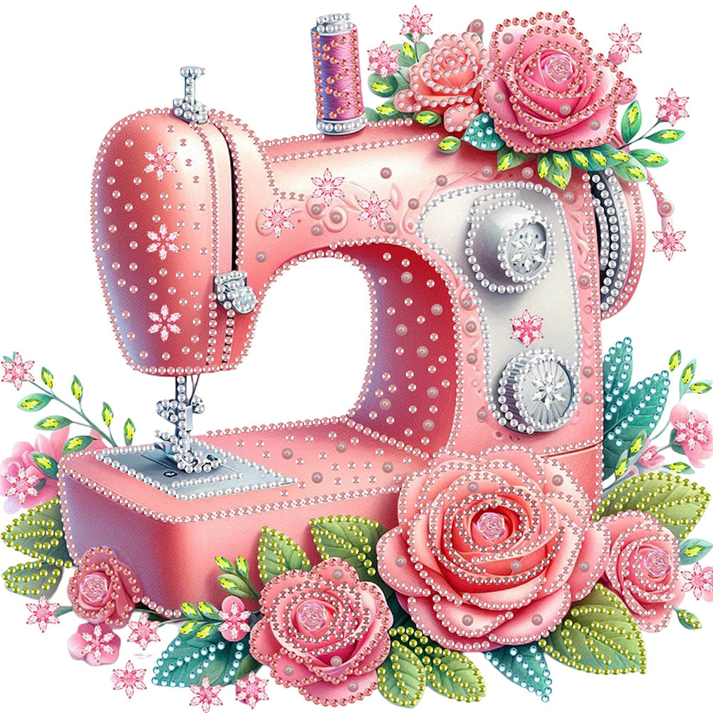 4 Pcs Sewing Machine And Flowers - Special Shaped Drill Diamond Painting 30*30CM